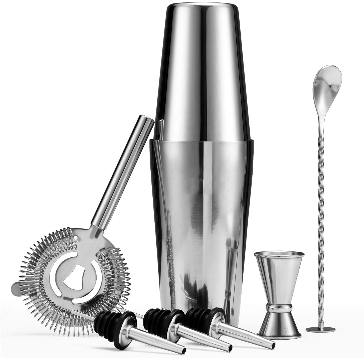 Boston Cocktail sShaker Set Cocktail Drink Shaker Set Bar Tools Bartender Kit Made from Stainless Steel 8 Piece