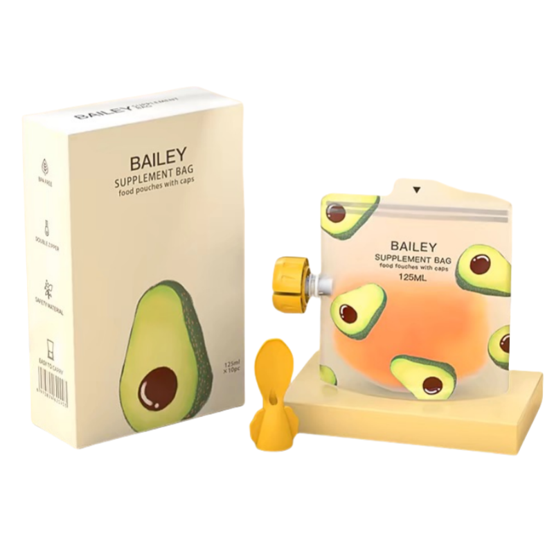 Custom Reusable Baby Food Packaging Squeeze Bags Electron Beam Sterilized BPA Free Baby Food Bags