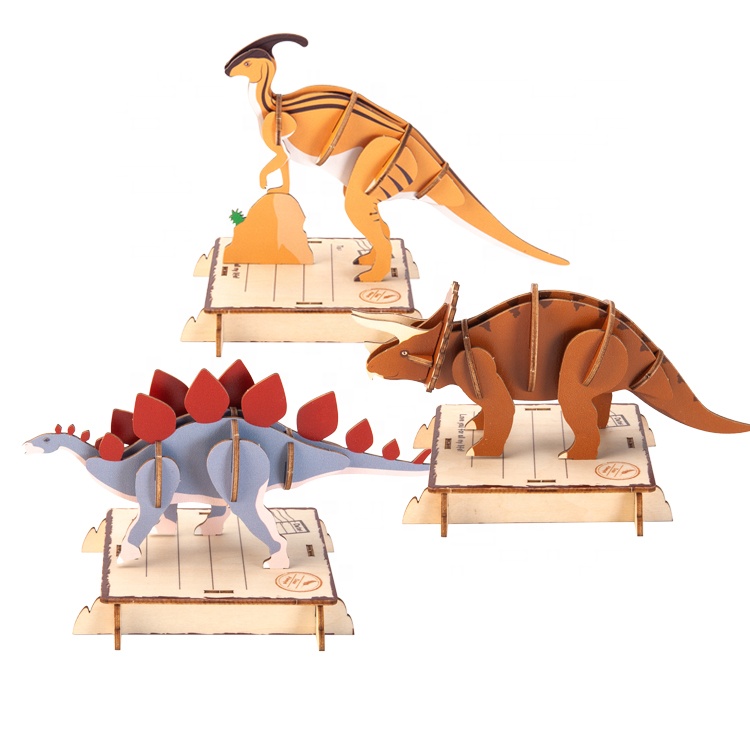 Pack of 3 dinosaur Kit Wooden Gift Postcard Set