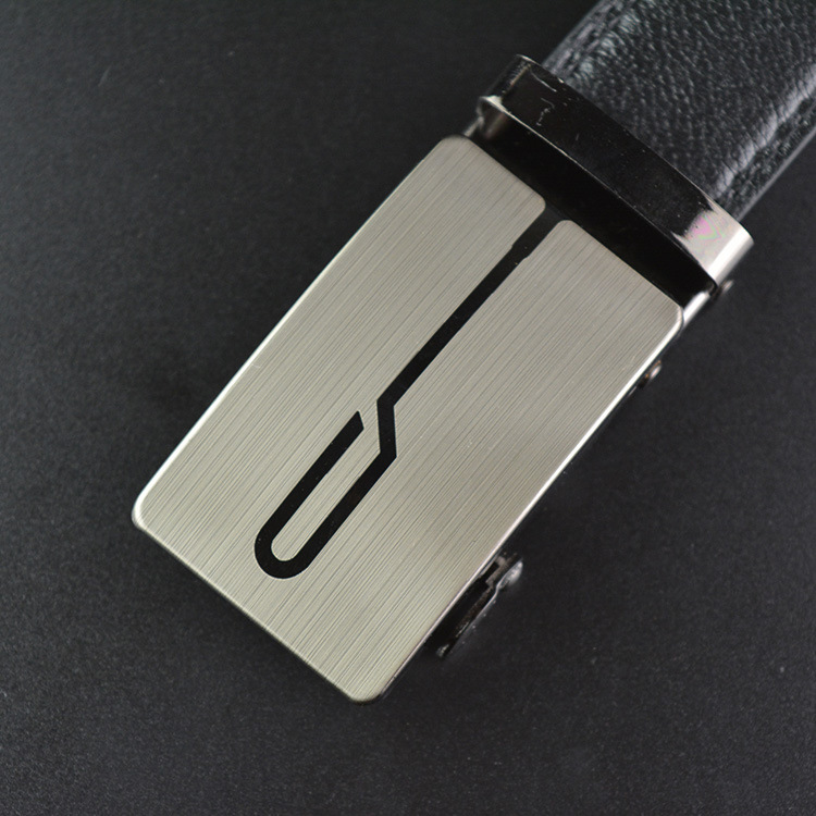 N164 Fashion Adjustable business and casual Automatic Belt Black Genuine Leather Belts for men