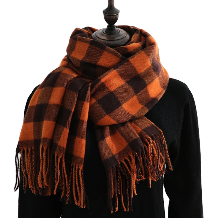 Wholesale soft cashmere check pattern long fashion thick winter scarf