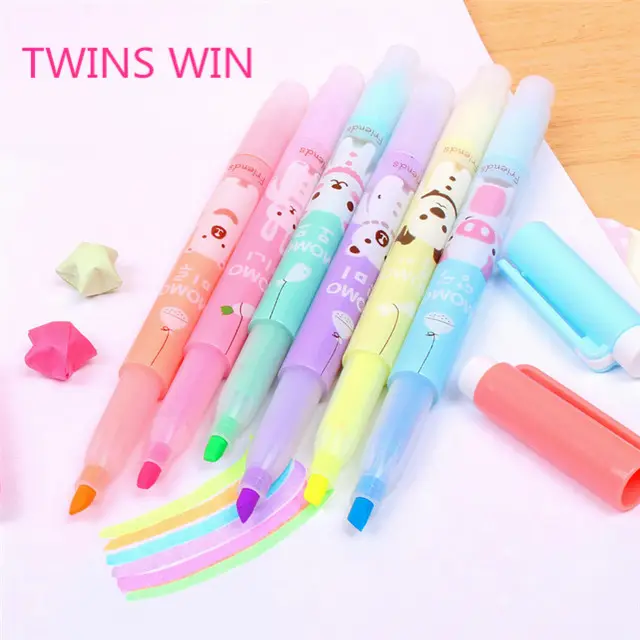 china school gifts stationery 2020 new arrival eco plastic scented glitter gel pens 6pcs/pack liquid highlighter pen set 011