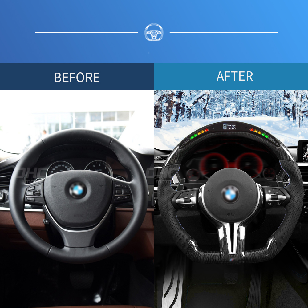 Кожаное рулевое колесо под заказ, для BMW M5, F10, F30, F11, F18, M6, F06, F12, F01, F02, F03, M3 M, спортивное светодиодное рулевое колесо из углеродного волокна
