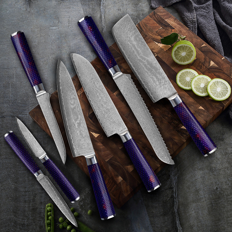 Черный цвет покрытие включает в себя шеф-повара хлеб Santoku утилита и нож для очистки овощей повара набор