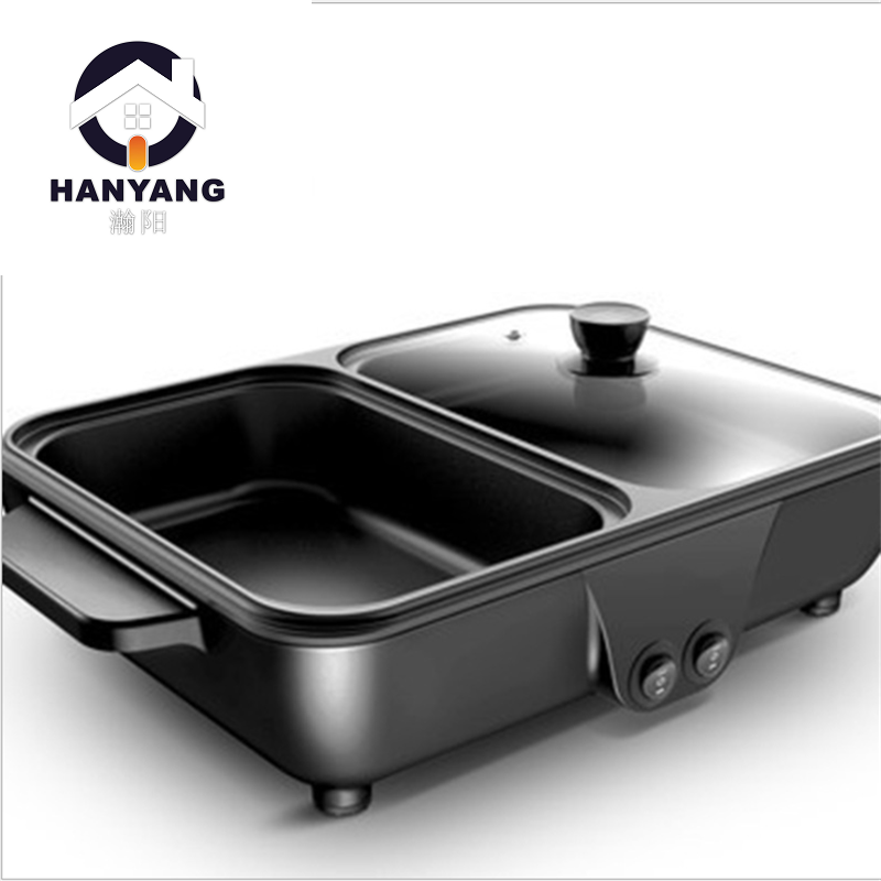 Multi-function Indoor Smokeless Dual Use Nonstick Korean Electric Grill With Hot Pot 2 In One Electric BBQ Grill With Hot Pot