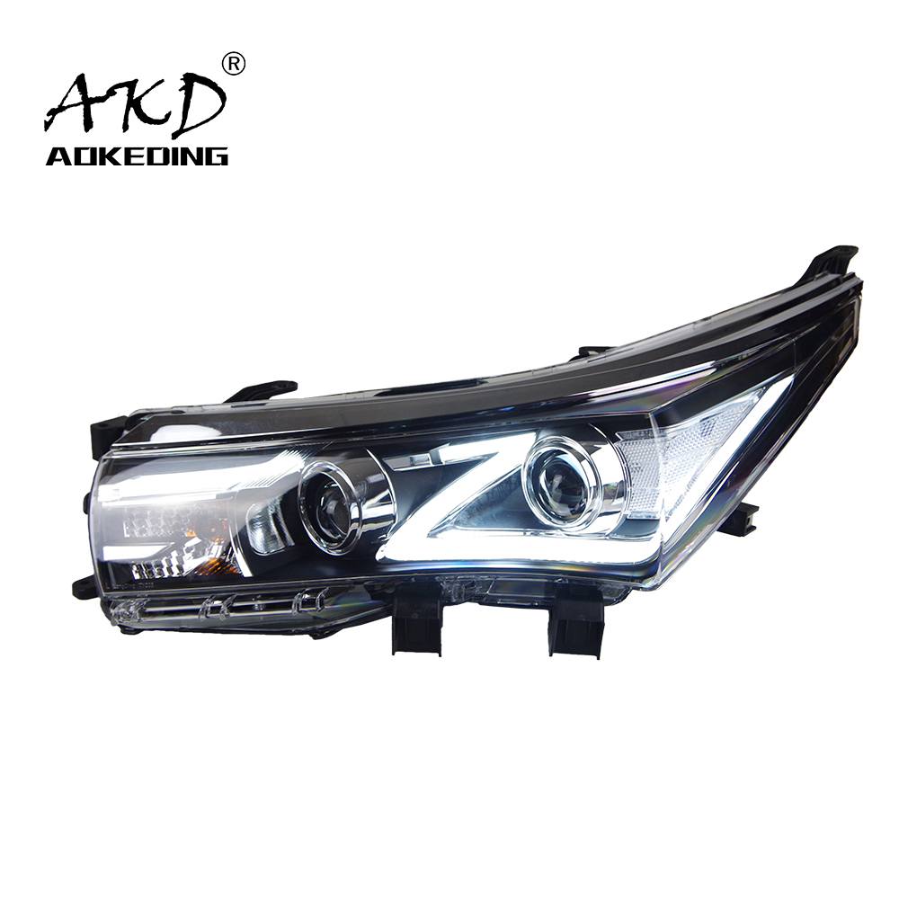AKD Car Styling For Corolla 2014-2016 LED Crystal Matrix Headlight DRL Fog Lamp Turn Signal Light Low & High Beam Angel Eye Lens