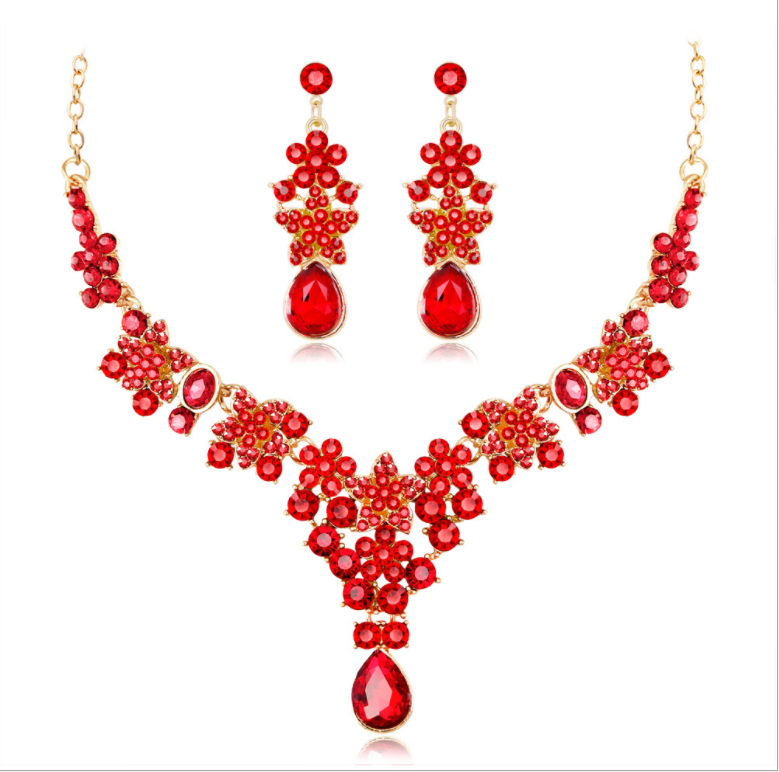 Zircon Bridal Jewelry Set Necklace Earrings Bracelet Ladies Wedding Jewelry Set