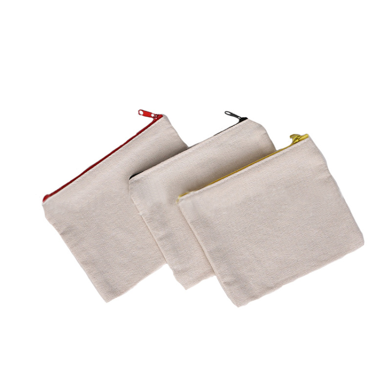 Low MOQ Custom Logo Printed School Gift Canvas Cotton Pouch Travel Zipper Pencil Bag