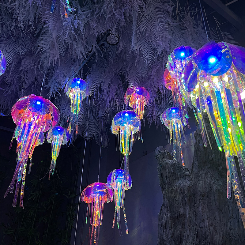 Summer net celebrity sequined jellyfish weaving ocean colorful laser decoration decoration props shopping mall lighting with lig