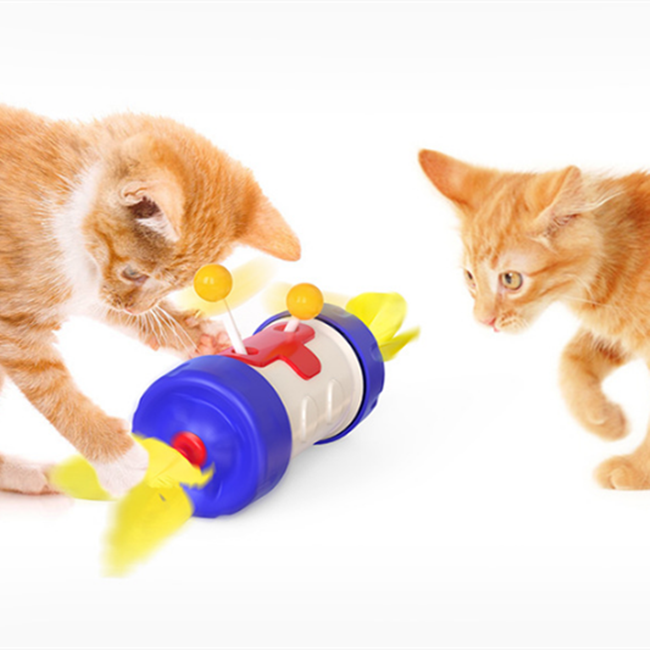 stock cat ball move up and down Interactive Toys Amazon cat toys happy circl funny feather cat teaser