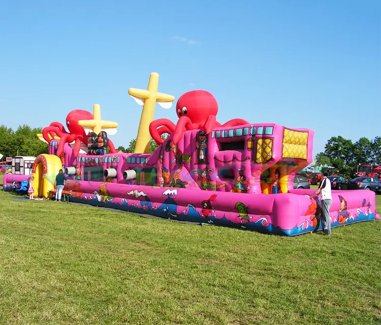 Wholesale cheap bounce house combo parcours du combattant gonflable inflatable octopus obstacle course