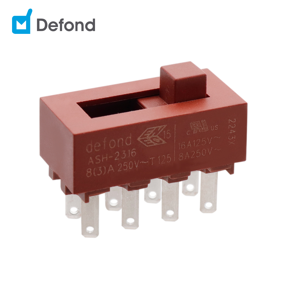 16A 125VAC 8 pin ползунковый Переключатель Defond ASH-2316X-30-BAT31-01R 8A 8(3) 250VAC T125 2p3t мини ползунковый переключатель