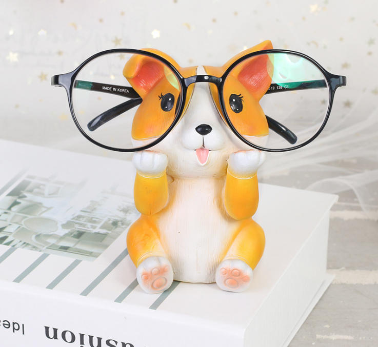 hot sales glasses stand resin Creative cute animals dog eyeglasses sunglasses stand holder rack