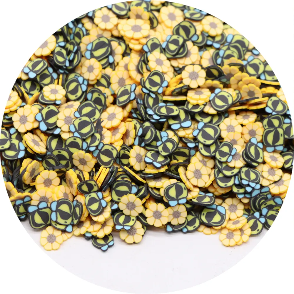 500g/lot Cute Bee Clay Slices Yellow Flowers Soft Pottery Polymer Sprinkles for DIY Crafts Slime Filling Decoration Accessories