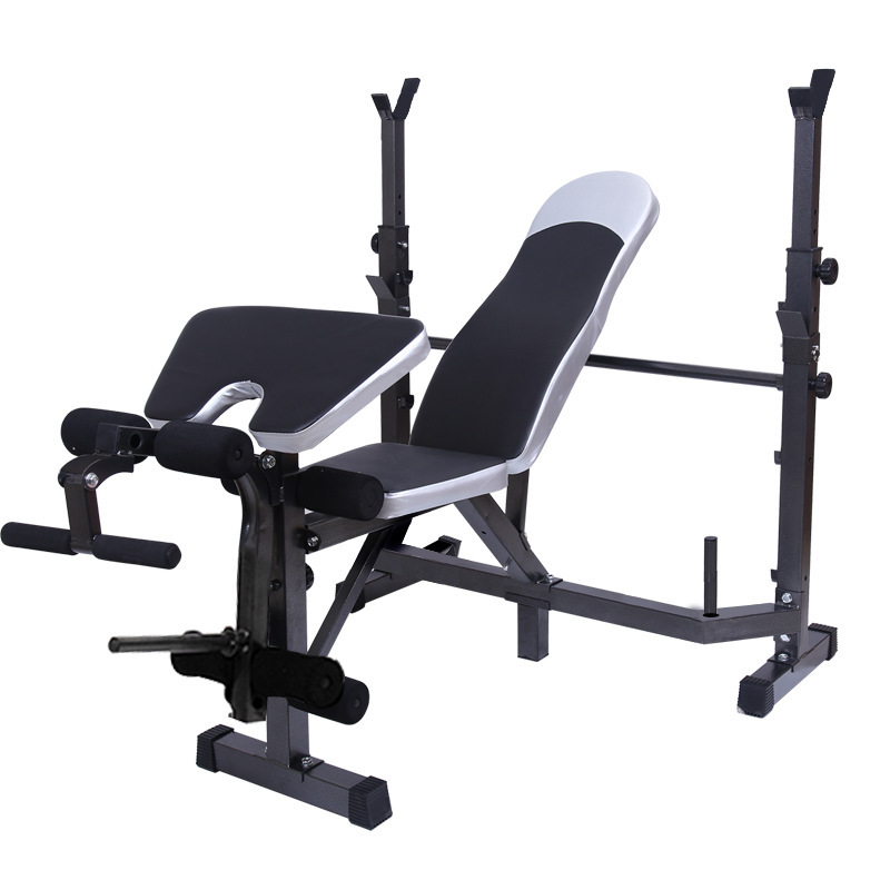 Foldable Adjustable Versatile Workout Bench and Barbell Squat Rack Strength Training for Home Gym
