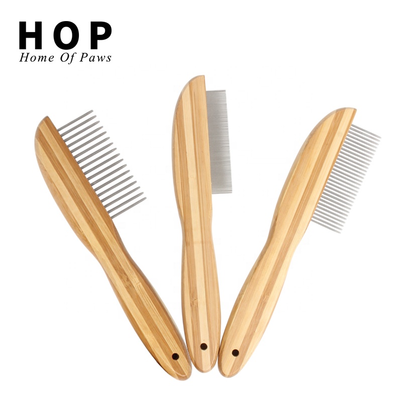 Factory Wholesale Bamboo Wood Cat Flea Comb Pet Dog Hair Grooming Comb