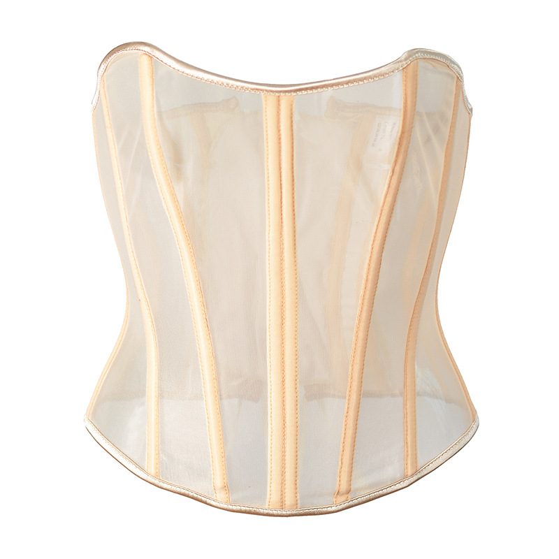 King Mcgreen Star Women Abdomen Tight Corset Crops Underbust Bustiers Mesh Waist Girdle With Bones Slimming Lace Up Bodice