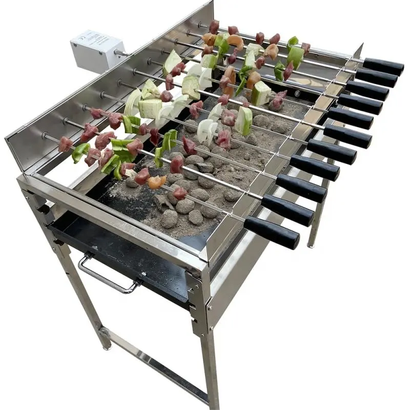 Traditional Greek Cypriot Charcoal barbecue & Rotisserie Motor kebab Skewer Cyprus BBQ Grill