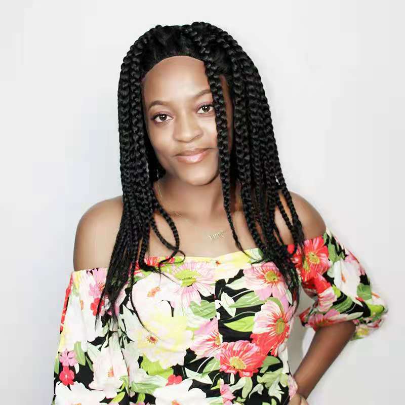 LK's vibrant 360g lace front wig, African hand crocheted two-strand three-strand braid pre-stretched hair.