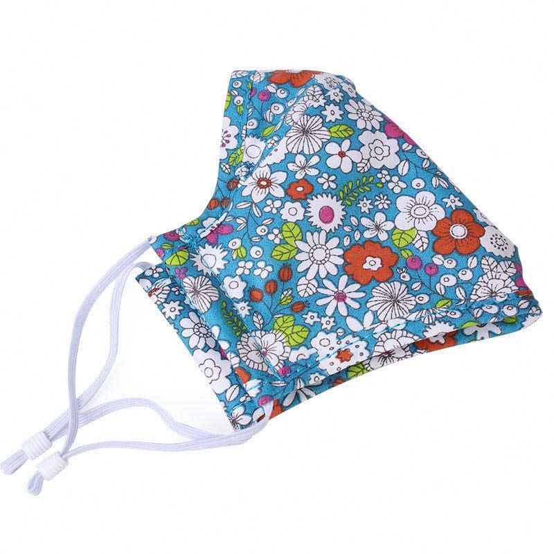 floral pattern printed 3 layers face cover with filter pocket