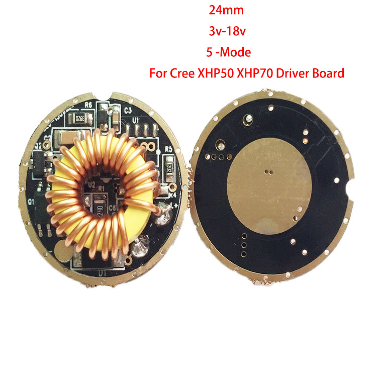 24 мм 3v-18v 5 Режим драйвер платы Для Cree T6 XHP50 XHP70 LED