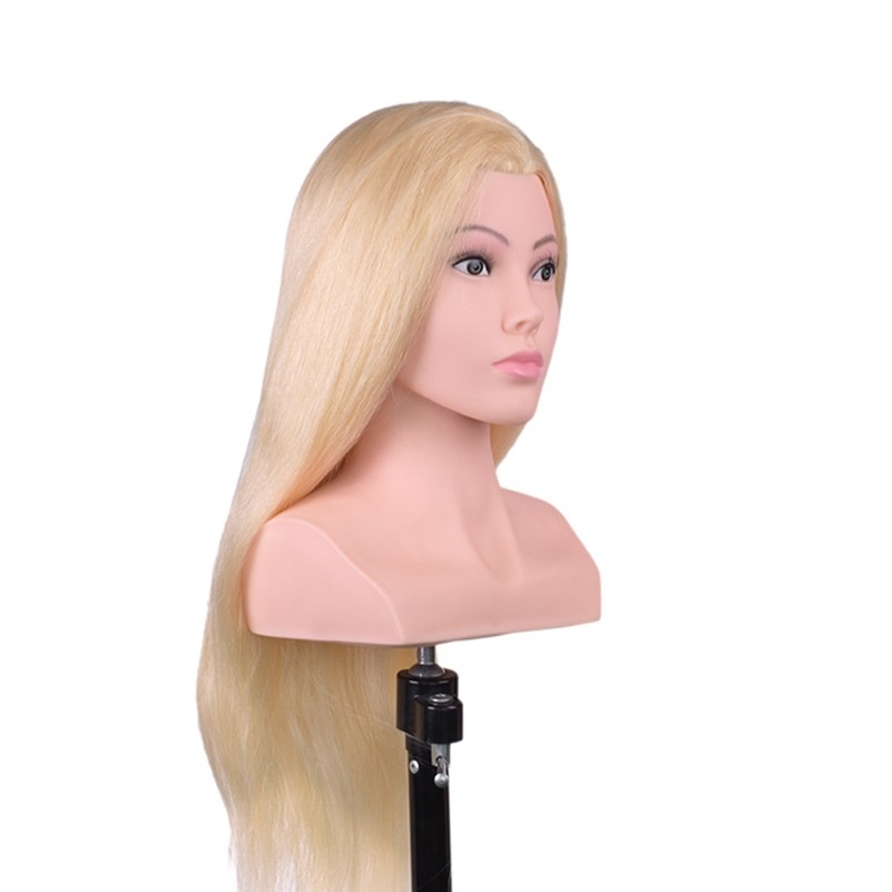 100% Human Hair Training Head with Shoulder Hair Styling Dyeing Coloring realistic Mannequin Practice Head Dolls