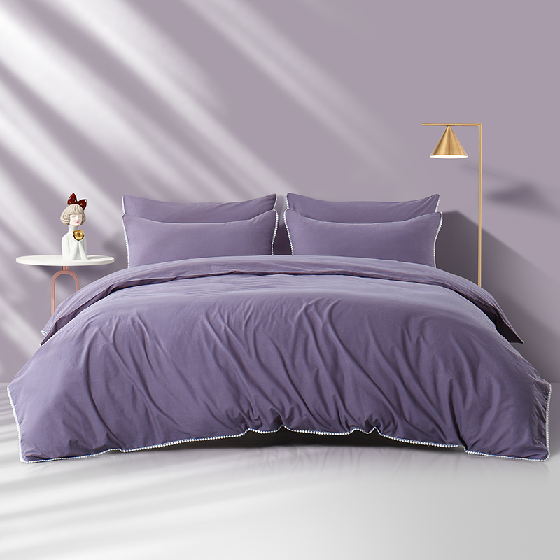 Solid Color Purple Bed sheets Bedding Set 3 or 4 pcs Bed Sheet Set