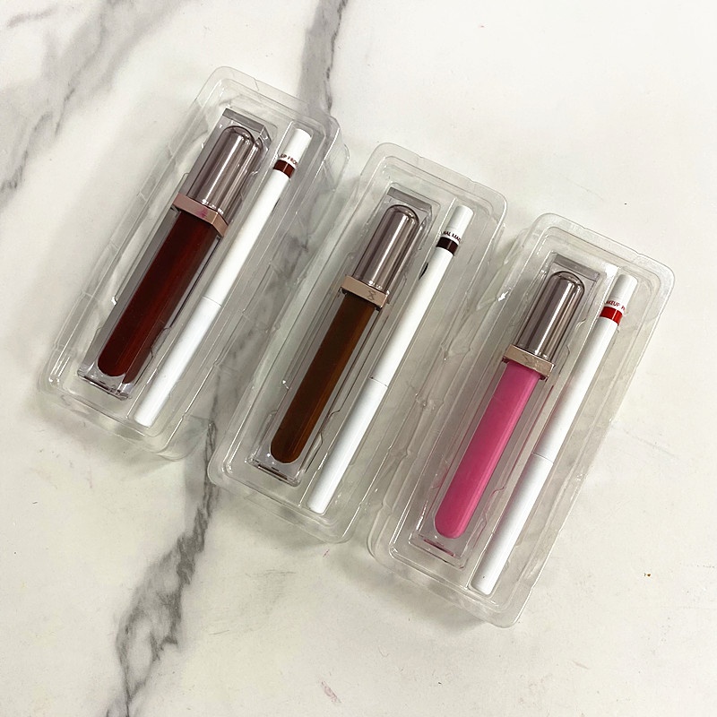 Wholesale vegan lipgloss set custom your own logo long lasting waterproof shimmer glossy matte Lip Gloss lipliner set
