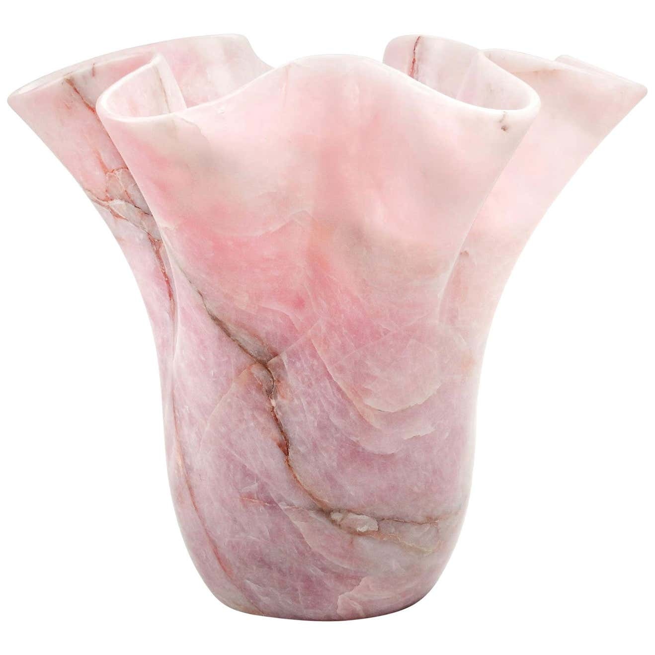 Multipurpose Pink Onyx Vase Vase Vessel Sculpture Pink Rose Quartz Marble Collectible Design Handmade