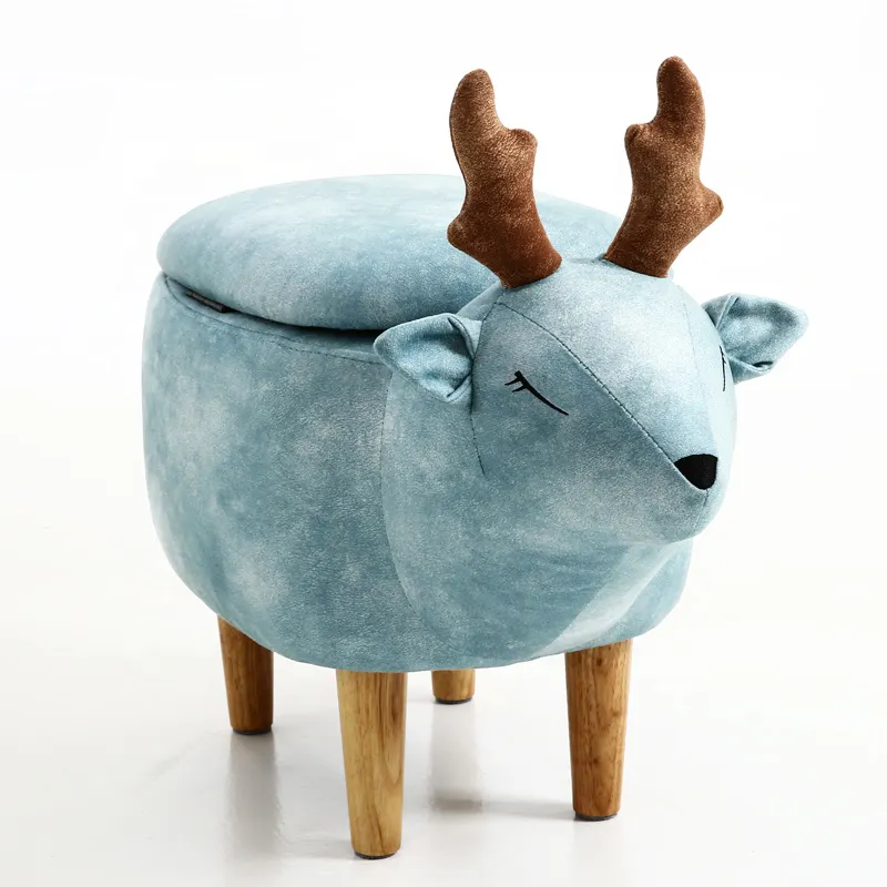 Modern design animal storage ottoman stool for kids and children unicorn shape ottoman