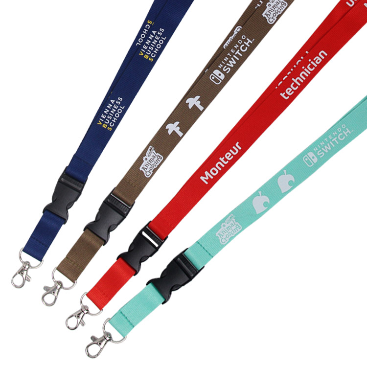 Wholesale High Quality Professional Manufacture Badge Reel Lanyard Silkscreen Printing Polyester Nylon Neck Straps Custom Logo L