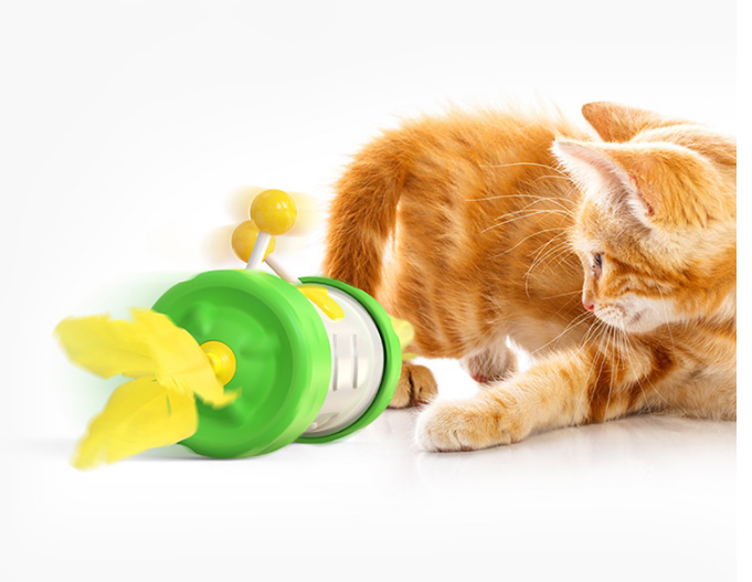 wholesale manufacturer Pet Cat Toy Funny Feather Tumbler Balance Car Cat Toys Cat Feather Toys