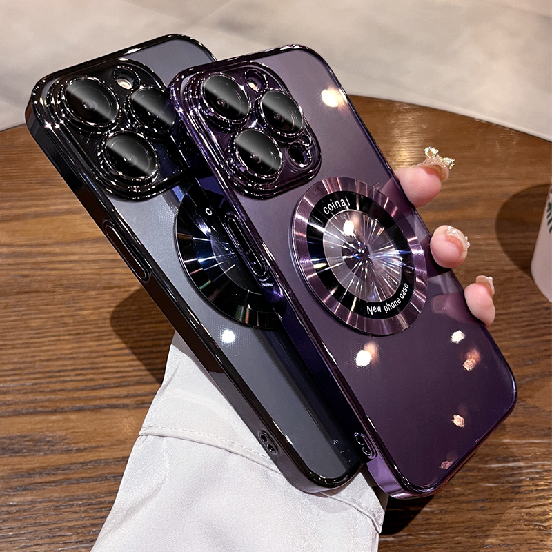 Противоударный чехол для iPhone 14 Pro 13 12 11 XS Max XR 7 8 Plus с покрытием с логотипом для магнитного прозрачного чехла