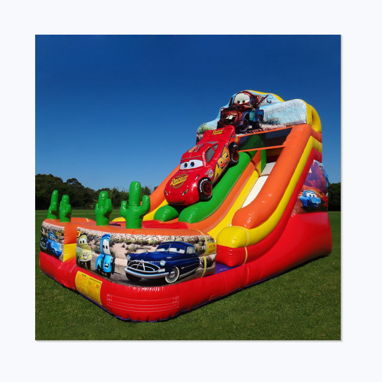 High quality 0.5mm thicken Plato PVC car theme inflatable bouncer slide Inflatable castle slide for sale with good price