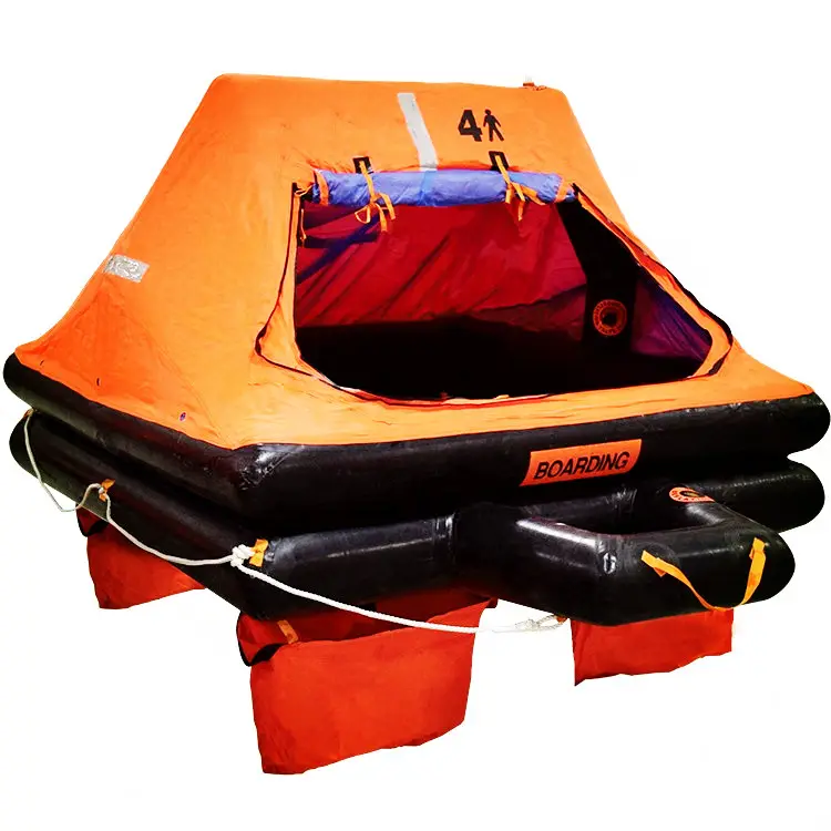 4 Man inflatable yacht liferaft boat life raft life vest with accessories on sale