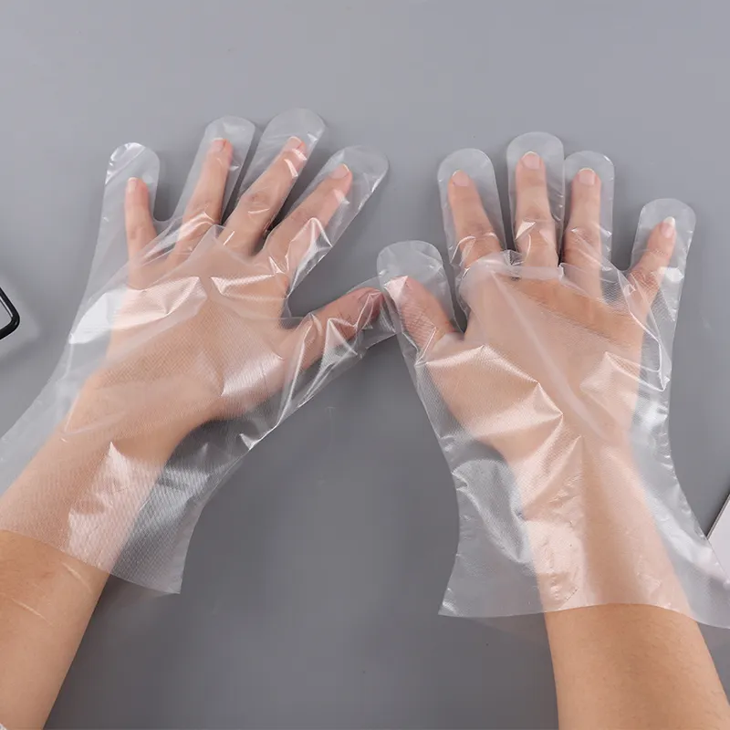 Manufacturer produces high quality disposable clear plastic serving gloves for export korea