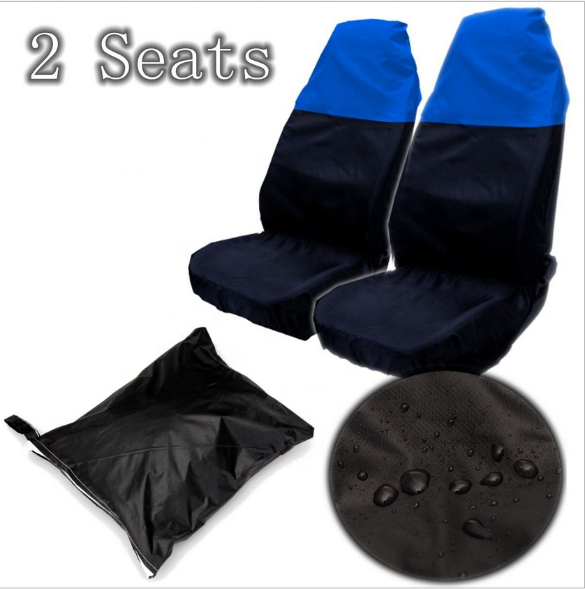 1 pair Waterproof Polyester Universal Seat Cover Front Car Van Seat Covers Protectors Nonslip Backing Dust-proof Black blue