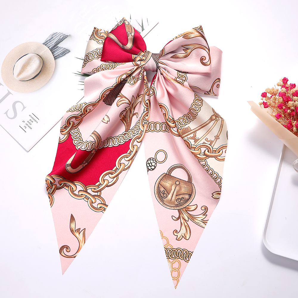 hair metal barrettes Long Ribbon Satin Bow Barrette Clip Silk Hairgrip Custom Butterfly Clips Hair Clip barrettes for hair