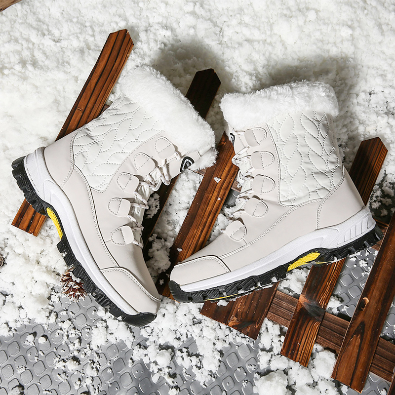 2021 Waterproof White Women Snow Boots Keep Warm Short Fur Plush Winter Ankle Short Boots Botas De Nieve Plus Size Ladies Shoes