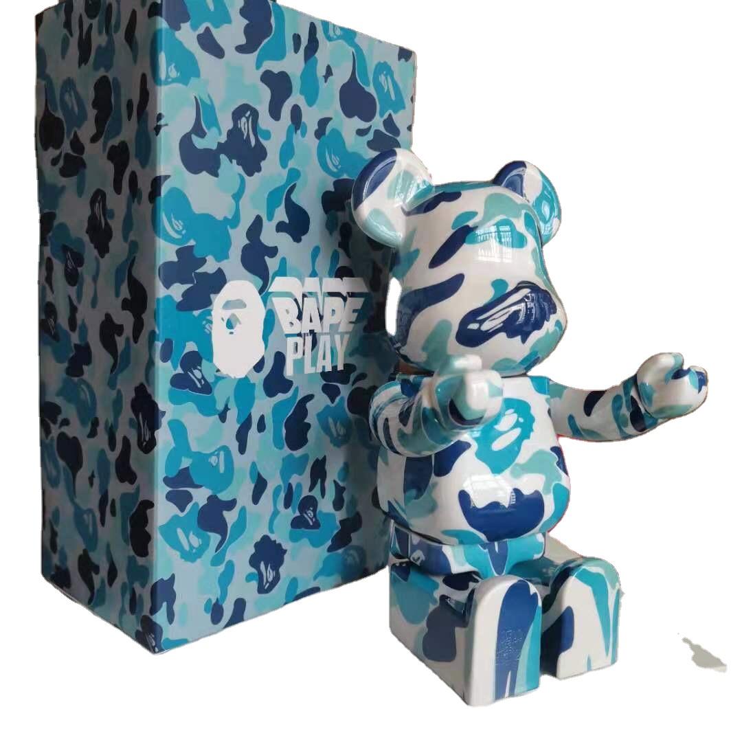 Высококачественный Bearbrick 400% 28 см Акула камуфляж кобрендовый медведь кирпич украшения подарки