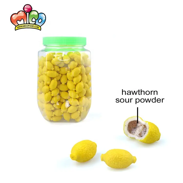 lemon shaped fruity flavor sour powder bubble gum candy