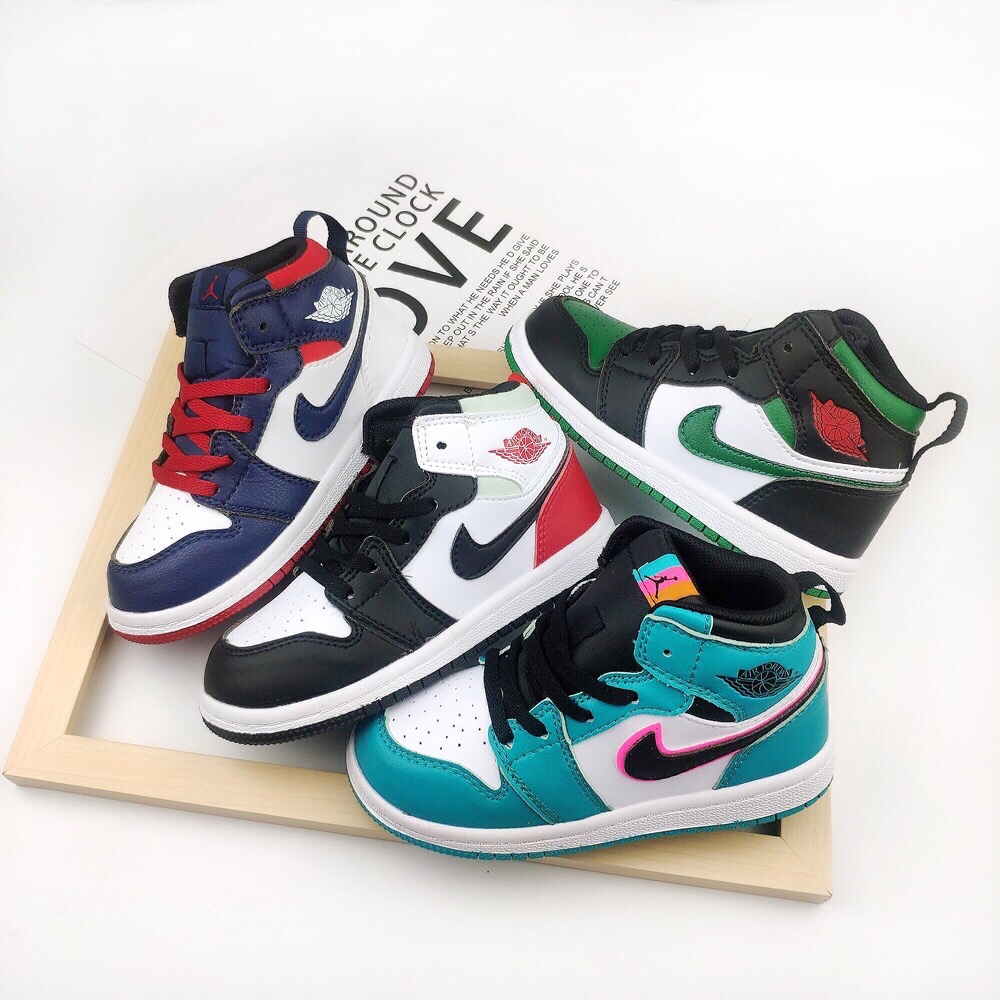 Высококачественные детские кроссовки для бега AJ1 высокие кроссовки Nike Air Jordan 1 для детей