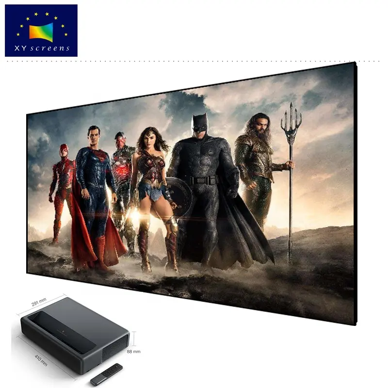 XYscreens 120 inch Home Theatre Living Room 4K 3D HD TV with Thin Aluminum Fixed Frame UST Projector Screen with ALR PET Crystal