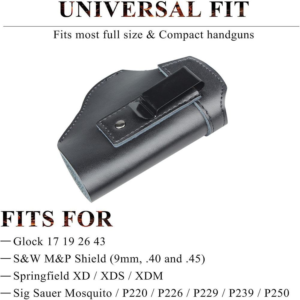 FLYFIT Tactical Universal Leather Pistol Holster For Concealed Carry Revolver Gun Holster