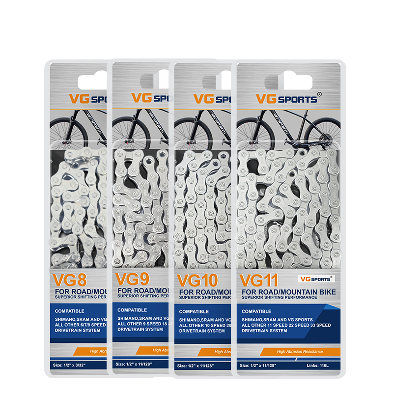 VG Sports 8 9 10 11 Speed Ultralight Bicycle Chain 8s 9s 10s 11s 116Links Silver MTB Mountain Road Bike Chains