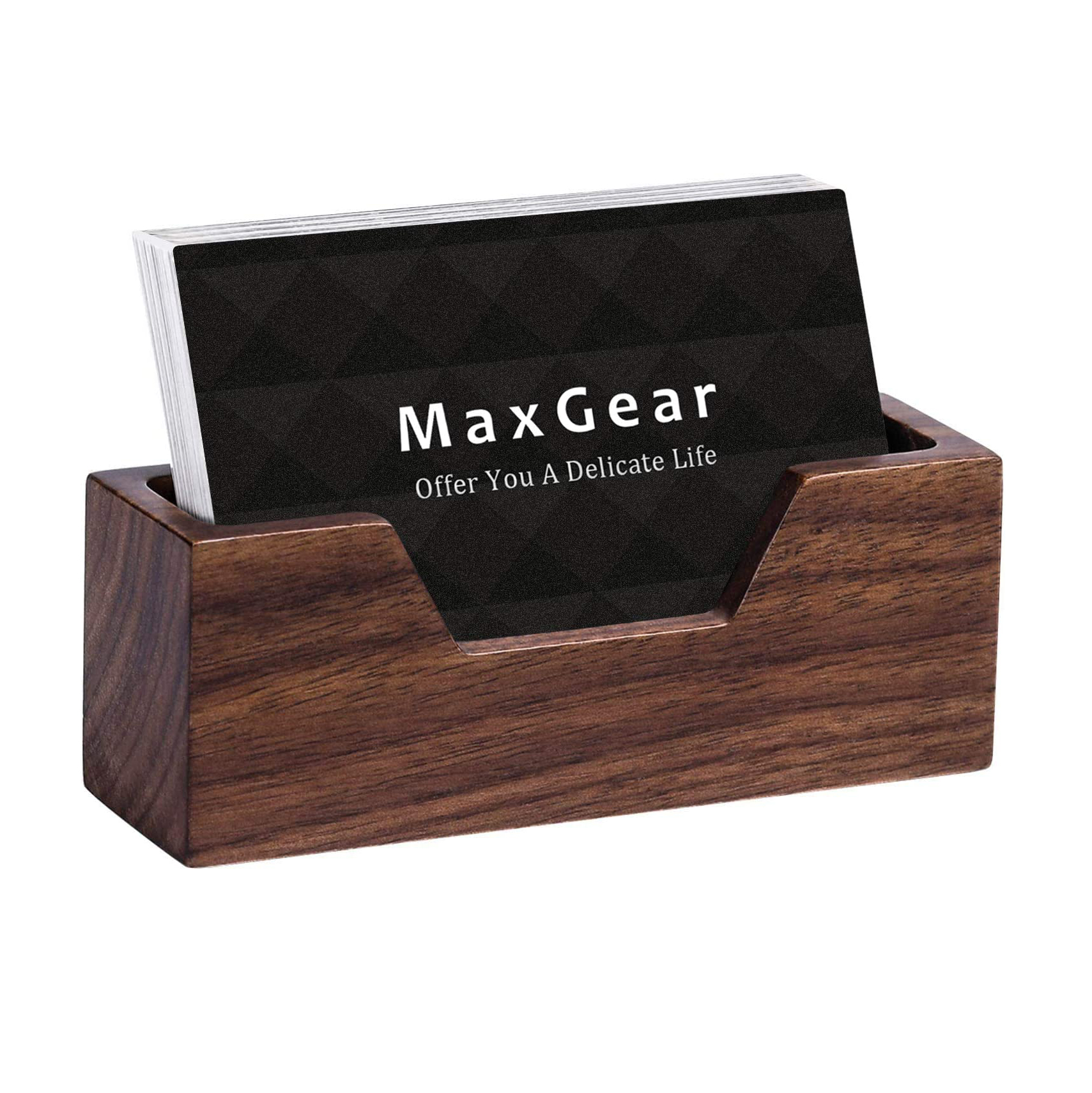 MaxGear трапециевидный открытый дисплей для рабочего стола прямоугольный с открытым дизайном ореховая древесина визитница стенд