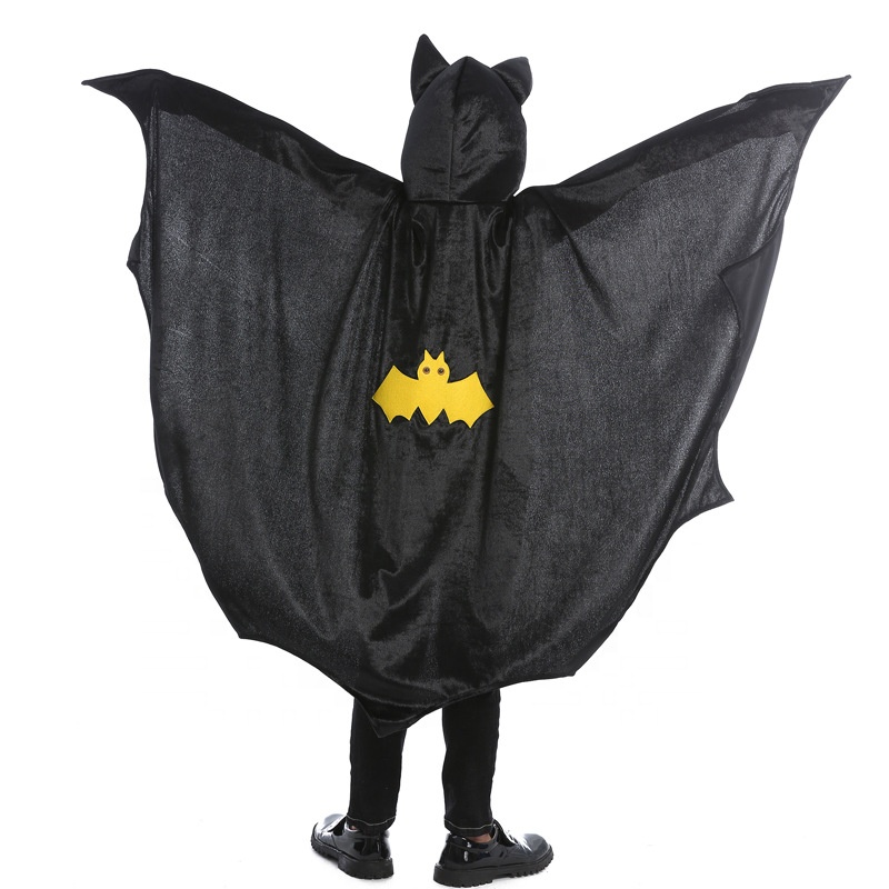 Children Outfit Halloween Cosplay Kids Hooded Shawl Vampire Super man Bat man Black Animal Bat Cloak Costume