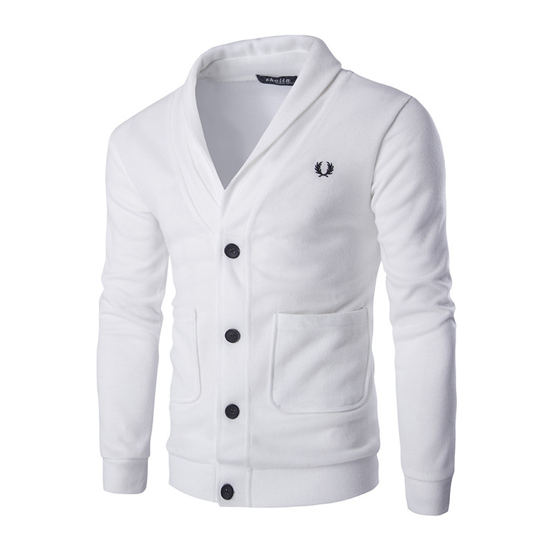 Men's Clothing New wheat embroidery cardigan slim sweater coat men's Q40Men's Sweaters
