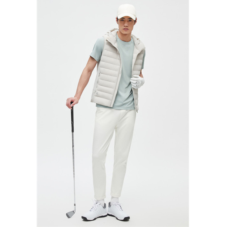 Men's Golf Down Sleeveless Jacket Wholesale Woven Custom Quality Streetwear White Puffer Vests For Outdoor