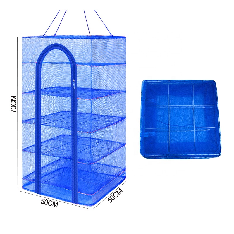 5 tier Collapsible Black Mesh Hanging Herb Drying Rack Dry Net for fish and herb